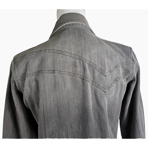 Rock 47 By Wrangler ~Woman Size M~ Gray Denim Jean Motorcycle Jacket Zip-Up. - Picture 5 of 12